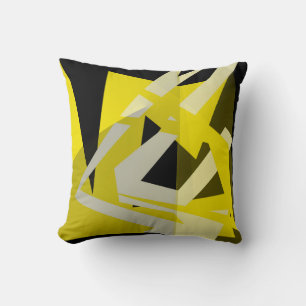 Coussin Minimalisme Abstrait Art Motif noir blanc jaune