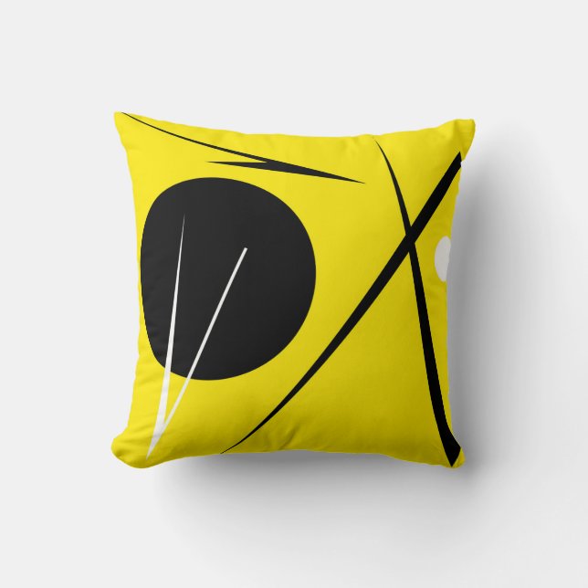 Coussin Minimalisme Abstrait Art Motif noir jaune blanc (Recto)