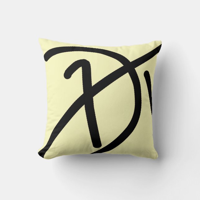 Coussin Minimalisme Abstrait Art Motif Pale Jaune Noir (Recto)