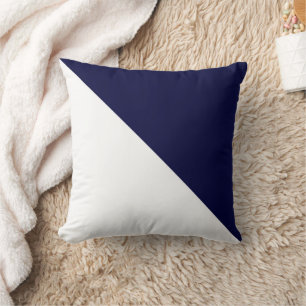Coussin Minimalisme Art Abstrait Bleu foncé Blanc