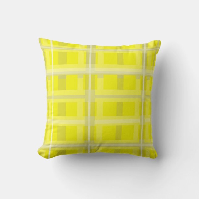 Coussin Minimalisme Art Abstrait Gris Jaune Blocs blancs (Recto)