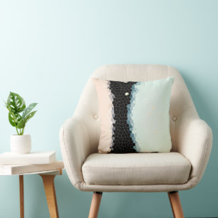 Coussin Minimalisme Art Abstrait Rose Bleu Noir