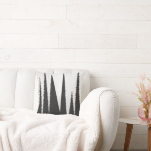 Coussin Minimalisme d'art Abstrait Gris Lignes blanches
