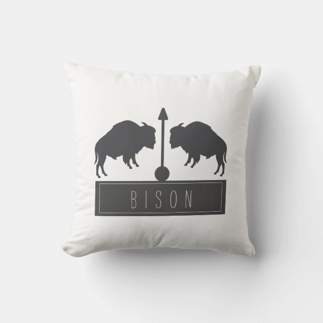 Coussin Minimalisme de la flèche Bison Bisons (Recto)
