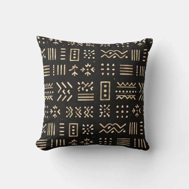 Coussin Minimalist African Mudcloth Pattern Pillow  (Recto)