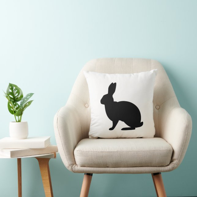 Coussin Minimalist Black Bunny Silhouette On White Easter (Chaise)