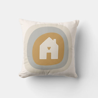Coussin Minimalist Boho "Home is Where the Heart Is"