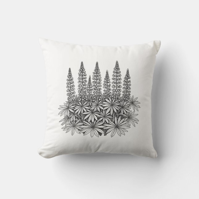 Coussin Minimalist Botanical Lupine Throw Pillow (Recto)
