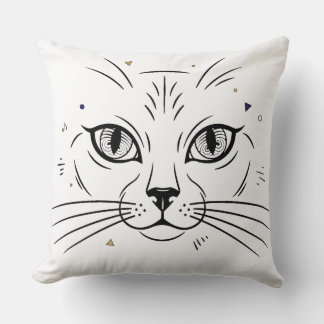 Coussin minimalist cat face line art