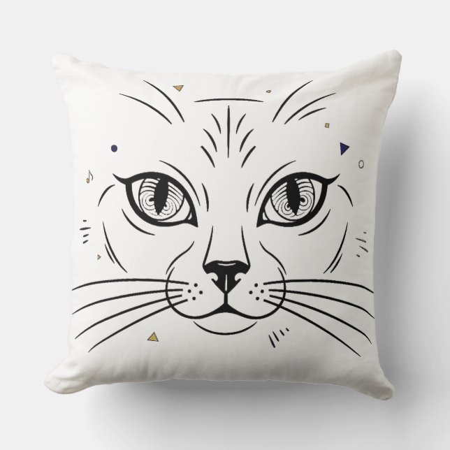Coussin minimalist cat face line art  (Recto)