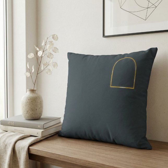 Coussin Minimalist Charcoal Grey Matte Gold Arch Quiet Lux (Minimalist Charcoal Matte Gold Arch Quiet Luxury Japandi Geometric Line Art
)