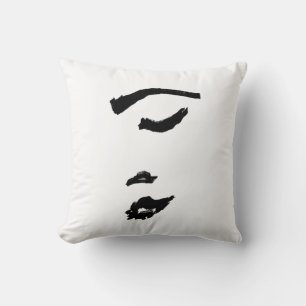 Coussin minimalist femme visage croquis
