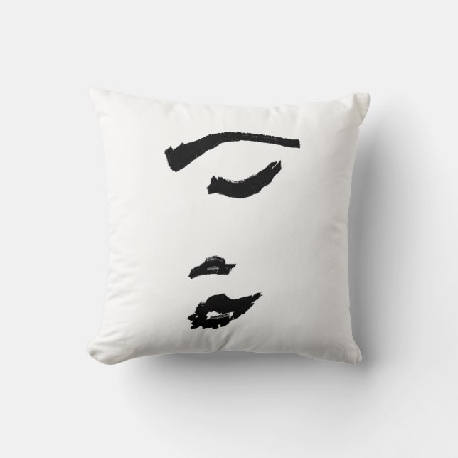 Coussin minimalist femme visage croquis (Recto)