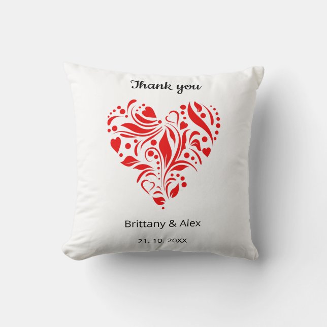 Coussin Minimalist Heart Wedding Thank You – Custom (Recto)