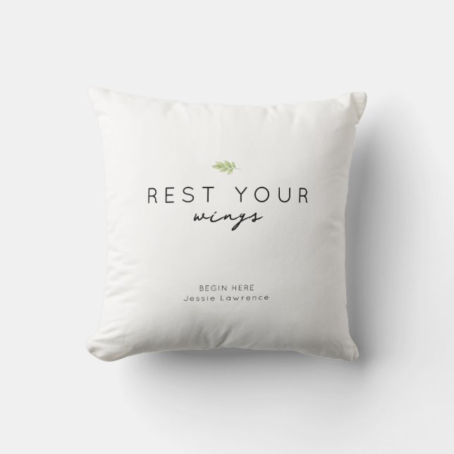 Coussin Minimalist Rest Your Wings Personalized (Recto)