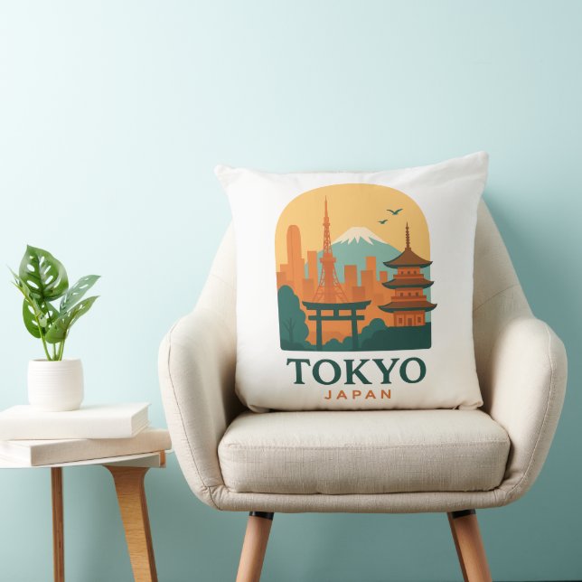 Coussin Minimalist Tokyo Travel Throw Pillow – Modern  (Chaise)