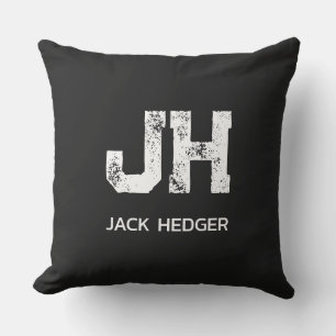 COUSSIN MINIMALISTE BLANC MONOGRAMME À DEUX LETTRES NOM NO