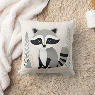 Coussin Minimaliste Boho Raccoon Woods Nursery Kids Room
