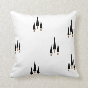 Coussin Minimaliste de l'arbre de Noël noir et blanc