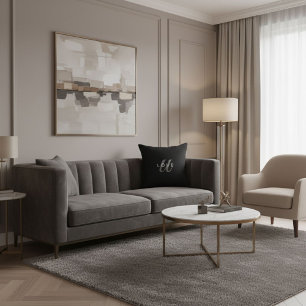 Coussin Minimaliste élégant script mignon noir et blanc