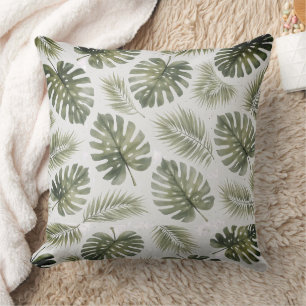 Coussin Minimaliste Feuilles de Monstera et de Palmier Noi