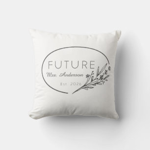 Coussin Minimaliste Floral Future Mme Établi 2026 Mariage 