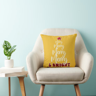 Coussin Minimaliste Jaune Or Rouge Mignon Noël Fêtes