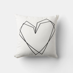 Coussin Minimaliste Ligne d'art de coeur simple Rouge Blan