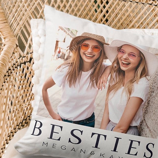 Coussin Minimaliste moderne chic Best Friends BFF Photo (Créateur téléchargé)