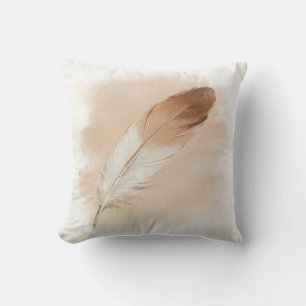 Coussin Minimaliste Neutre Marron Peinture Coup de Pinceau