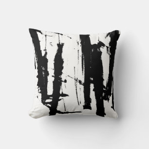 Coussin minimaliste noir et blanc abstrait moderne
