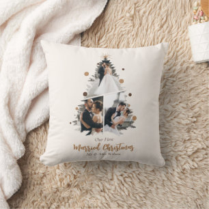 Coussin Minimaliste Notre Premier Noël Marié Trois Photo