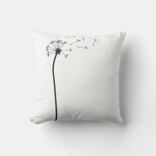 Coussin Minimaliste Pissenlit Noir Soufflé par le Vent Aes