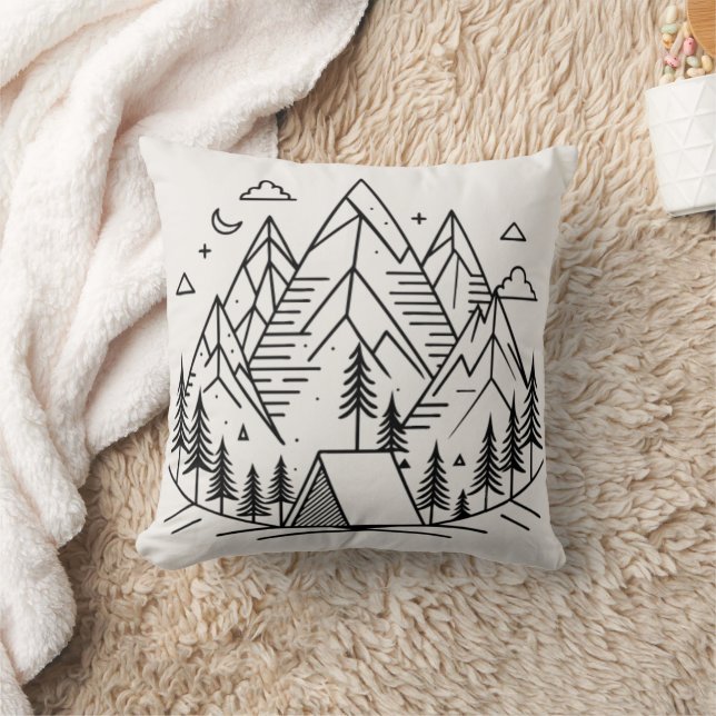Coussin Minimalistic Mountains Camping (Couverture)