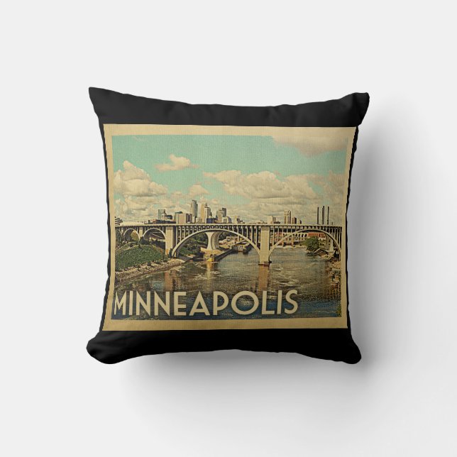 Coussin Minneapolis Minnesota Vintage voyage (Recto)