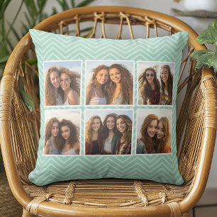 Coussin Mint Chevron Motif avec Collage photo 6 tendance