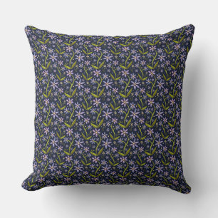 Coussin Minuit Marguerites Aquarelles Dansantes