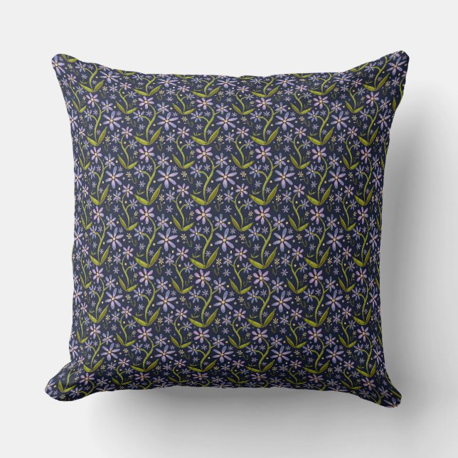 Coussin Minuit | Marguerites Aquarelles Dansantes (Recto)