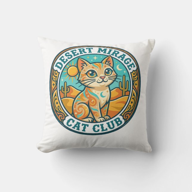 Coussin Mirage du désert Chat Idée cadeau pour maman de ch (Recto)