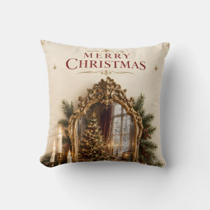 Coussin Miroir Antique Élégant Noël, Européen Vintage