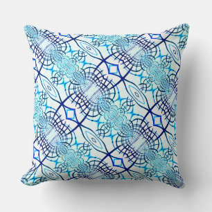 Coussin Miroir des lignes dans les tons bleus sur le blanc