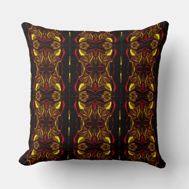 Coussin Miroir - Or et rouge des traces courbées avec des  (Recto)