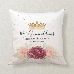 Coussin Mis Quince Anos Burgundy Blush Gold Quinceanera