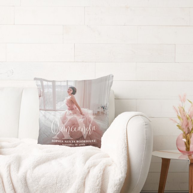Coussin Mis XV Años Chic Photo Moderne Quinceañera Keepsak (Canapé)