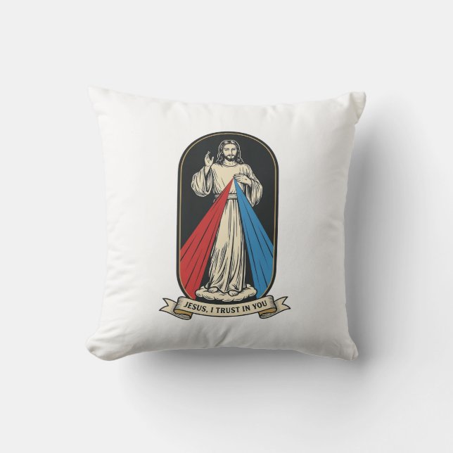 Coussin Miséricorde divine Jésus Vintage (Recto)