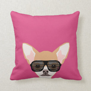 Coussin Misha - Chihuahua avec avaiers, lunettes de hippod