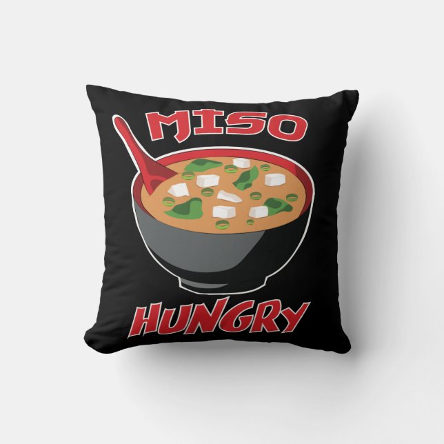 Coussin Miso Hungry Funny Food Kawaii (Recto)