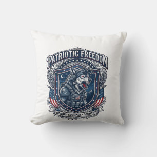 Coussin Mission de nuit patriotique Loup patriote Inspiré