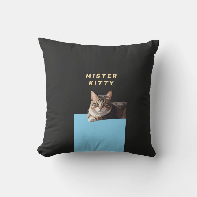 Coussin Mister Kitty – Conception de personnage de chat mi (Recto)