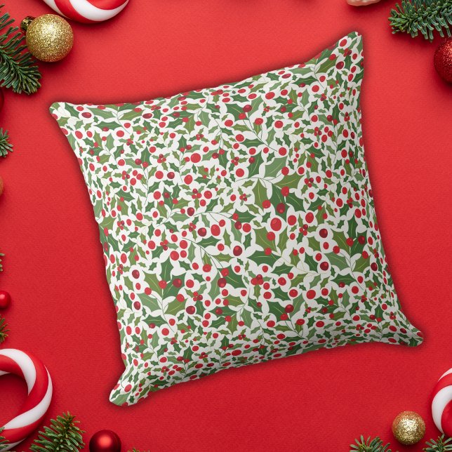Coussin Mistletoe et Berries Noël (Créateur téléchargé)